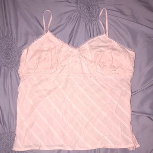 lace trim pink cami top